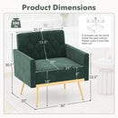 Modern Velvet Accent Chair with Button Tufted Back Golden Metal Legs and Adjustable Foot Pads by LJGDeals