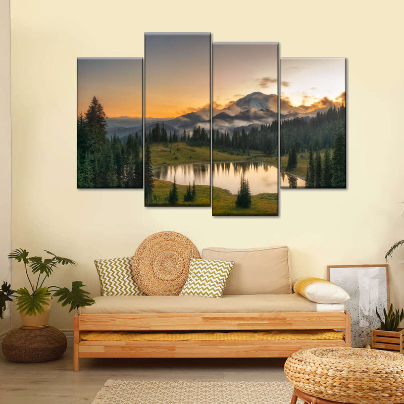 Majestic Sunset At Mount Rainer Wall Art