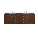 James Martin Amberly 72" Dual Mount Double Bathroom Vanity, Mid-Century Walnut