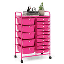 15-Drawer Utility Rolling Cart with Drawers Multi-Use Storage-Icecream Multicolor by LJGDeals