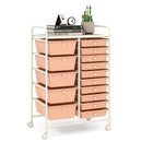 15-Drawer Utility Rolling Cart with Drawers Multi-Use Storage-Icecream Multicolor by LJGDeals