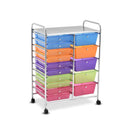 15-Drawer Utility Rolling Cart with Drawers Multi-Use Storage-Icecream Multicolor by LJGDeals