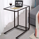 Sofa End Table Coffee Side Table with Glass Top by LJGDeals