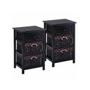 3 Tier Set of 2 Wood Nightstand with 1 and 2 Drawer by LJGDeals