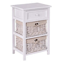 3 Tiers Wooden Storage Nightstand with 2 Baskets and 1 Drawer by LJGDeals