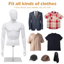 Plastic Half Body Head Turn Male Mannequin with Base by LJGDeals