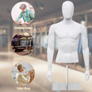 Plastic Half Body Head Turn Male Mannequin with Base by LJGDeals