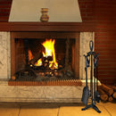 5 Pieces Rustic Heavy Duty Compact Wrought Iron Fireplace Tools Set by LJGDeals