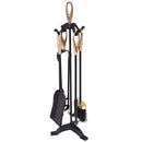 5 Pieces Rustic Heavy Duty Compact Wrought Iron Fireplace Tools Set by LJGDeals