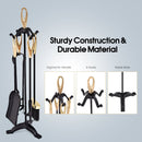 5 Pieces Rustic Heavy Duty Compact Wrought Iron Fireplace Tools Set by DirectDeals