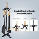 5 Pieces Rustic Heavy Duty Compact Wrought Iron Fireplace Tools Set by LJGDeals
