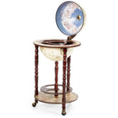 17 Inch Italian Style Design Wooden Globe Liquor Bottle Wine Rack with Wheels by LJGDeals