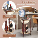 17 Inch Italian Style Design Wooden Globe Liquor Bottle Wine Rack with Wheels by LJGDeals