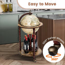 17 Inch Italian Style Design Wooden Globe Liquor Bottle Wine Rack with Wheels by LJGDeals