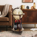 17 Inch Italian Style Design Wooden Globe Liquor Bottle Wine Rack with Wheels by LJGDeals