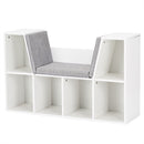 6-Cubby Kid Storage Bookcase Cushioned Reading Nook-White