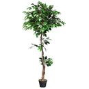 5.5 Feet Artificial Ficus Silk Tree with Wood Trunks by LJGDeals
