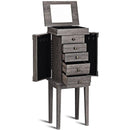 Standing Jewelry Cabinet Storage Organizer with Wooden Legs-Gray by LJGDeals