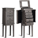 Standing Jewelry Cabinet Storage Organizer with Wooden Legs-Gray by LJGDeals