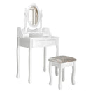 Vanity Table Set with Oval Mirror and 4 Drawers-White by LJGDeals