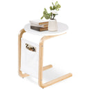 Bentwood Sofa Side Table with Square Tabletop and Storage Bag by LJGDeals