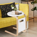 Bentwood Sofa Side Table with Square Tabletop and Storage Bag by LJGDeals