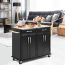 Wood Top Rolling Kitchen Trolley Island Cart Storage Cabinet by LJGDeals