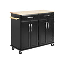Wood Top Rolling Kitchen Trolley Island Cart Storage Cabinet by LJGDeals