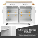 Wood Top Rolling Kitchen Trolley Island Cart Storage Cabinet
