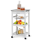 Kitchen Island Cart with Stainless Steel Tabletop and Basket by LJGDeals