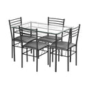 5 Pieces Dining Set with Tempered Glass Top Table and 4 Upholstered Chairs by LJGDeals