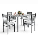 5-Piece Faux Marble Dining Set with Steel Frame by LJGDeals