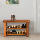 Freestanding Wood Bench with 3-Tier Storage Shelves by LJGDeals