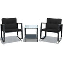 3 Pieces Cushioned Patio Rattan Set with Rocking Chair and Table-Black by LJGDeals