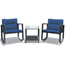 3 Pieces Cushioned Patio Rattan Set with Rocking Chair and Table-Black by LJGDeals