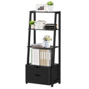 4-Tier Ladder Bookshelf Storage Display with 2 Drawers-White by LJGDeals