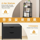 4-Tier Ladder Bookshelf Storage Display with 2 Drawers-White by LJGDeals