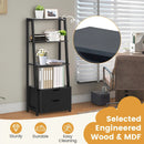 4-Tier Ladder Bookshelf Storage Display with 2 Drawers-White by LJGDeals