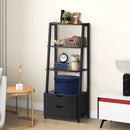 4-Tier Ladder Bookshelf Storage Display with 2 Drawers-White by LJGDeals