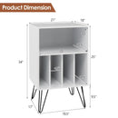Freestanding Record Player Stand Record Storage Cabinet with Metal Legs-White by DirectDeals