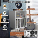Freestanding Record Player Stand Record Storage Cabinet with Metal Legs-White by DirectDeals