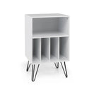 Freestanding Record Player Stand Record Storage Cabinet with Metal Legs-White by DirectDeals