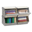 Set of 4 Storage Bins Stackable Cubes with Lid by LJGDeals