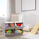Set of 4 Storage Bins Stackable Cubes with Lid by LJGDeals