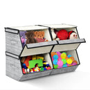 Set of 4 Storage Bins Stackable Cubes with Lid by LJGDeals