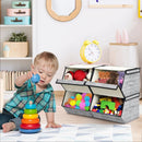 Set of 4 Storage Bins Stackable Cubes with Lid by LJGDeals