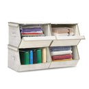 Set of 4 Storage Bins Stackable Cubes with Lid by LJGDeals