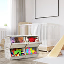 Set of 4 Storage Bins Stackable Cubes with Lid by LJGDeals
