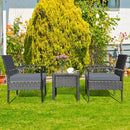 3 Pieces Outdoor Rattan Patio Conversation Set with Seat Cushions by LJGDeals