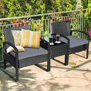 3 Pieces Outdoor Rattan Patio Conversation Set with Seat Cushions by LJGDeals